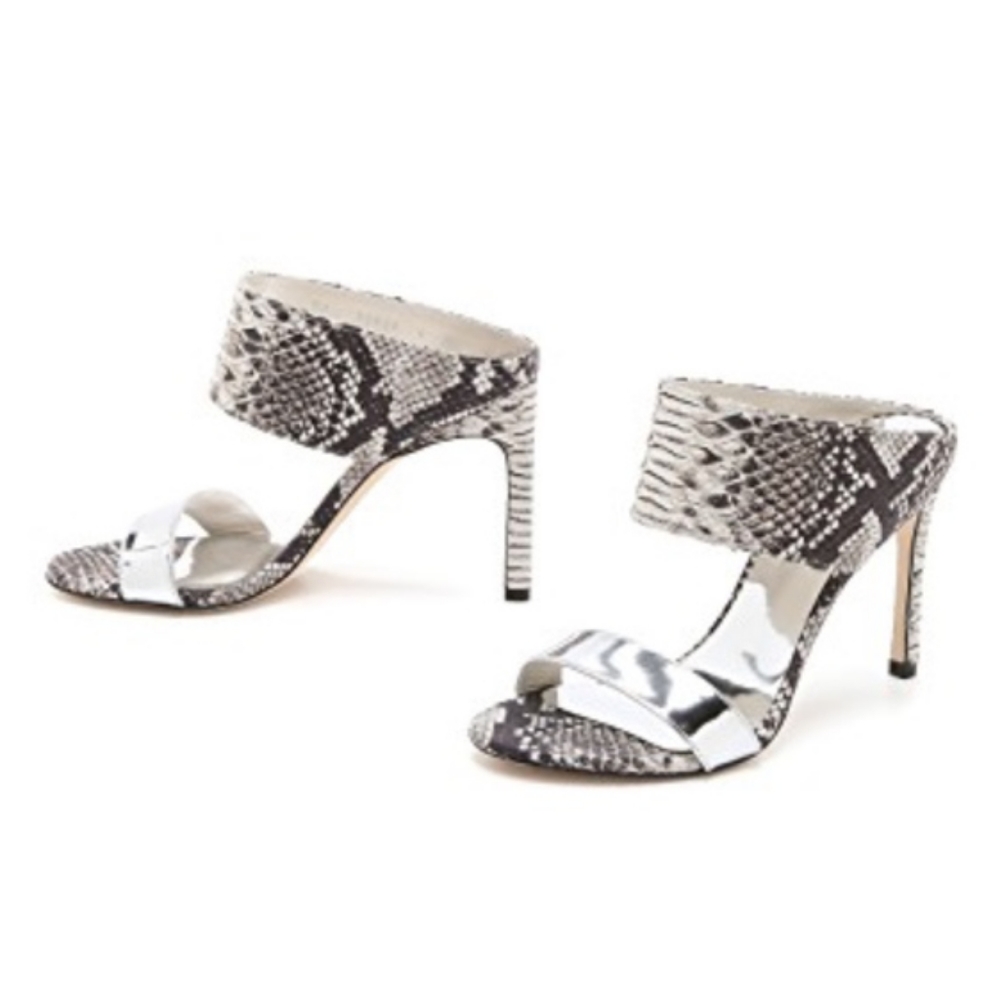 Stuart Weitzman Black/Whie Myslide Slide Sandals